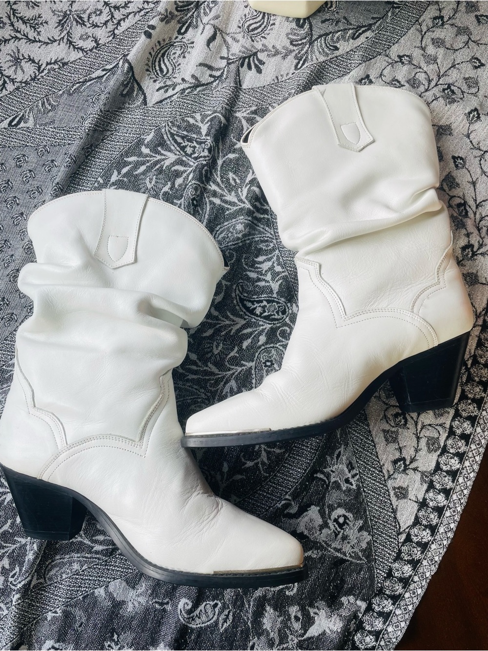 🤍Genuine Leather White Cowboy Boots🤍